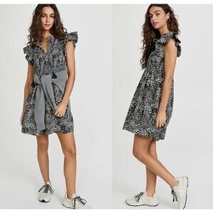 Sea New York Calla Smocked Mini Dress Night Cheetah Print Size 4